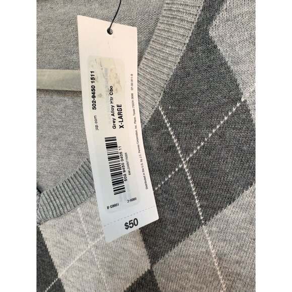 Claiborne Mens V-Neck Sweater XL Grey Argyle - Picture 4 of 8